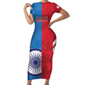 Custom India And England Cricket Short Sleeve Bodycon Dress 2024 Together Dynamic Version