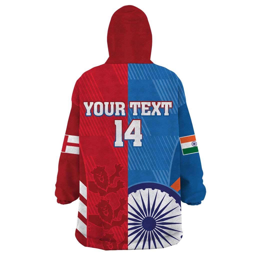 Custom India And England Cricket Wearable Blanket Hoodie 2024 Together Dynamic Version