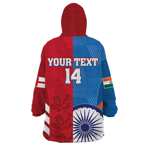 Custom India And England Cricket Wearable Blanket Hoodie 2024 Together Dynamic Version