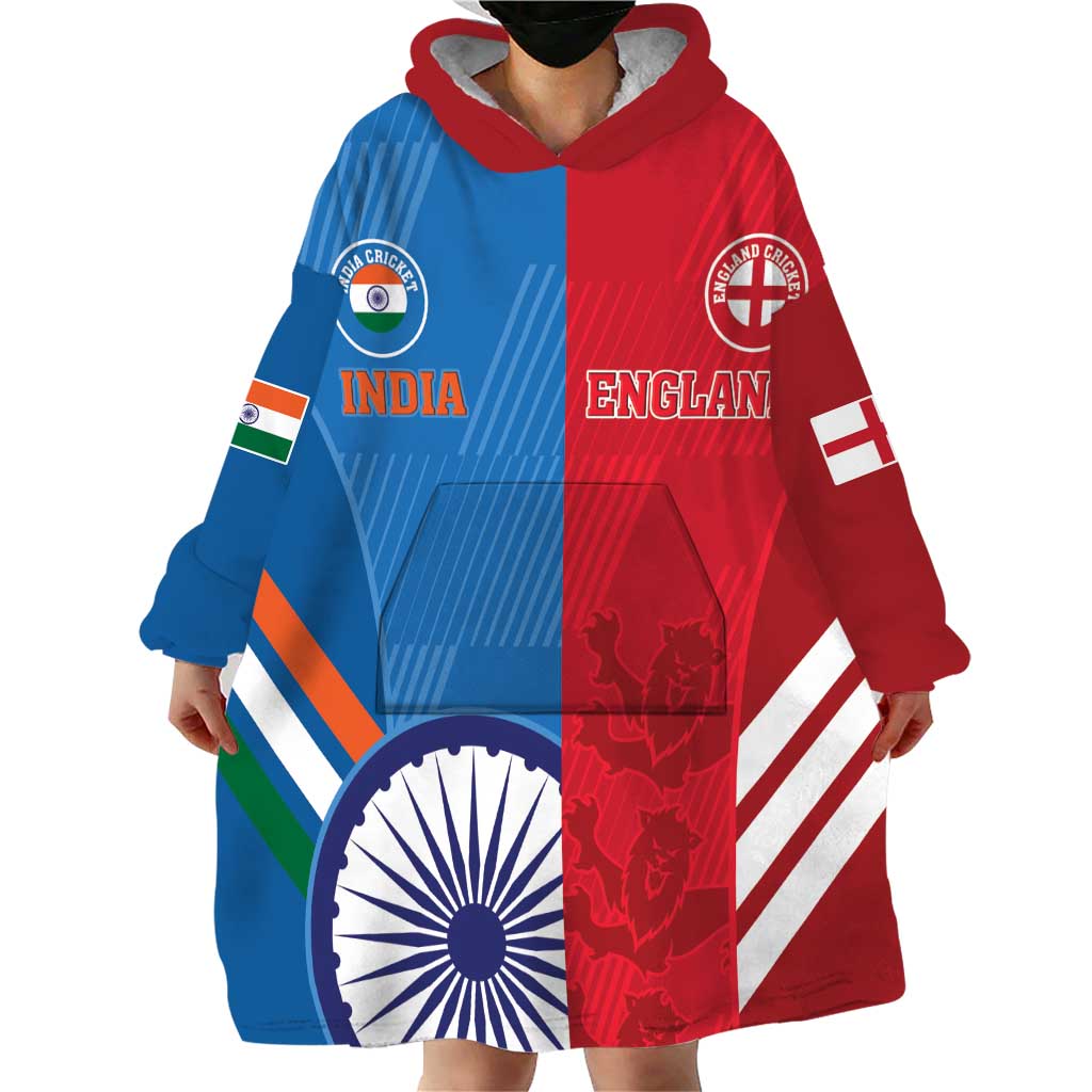 Custom India And England Cricket Wearable Blanket Hoodie 2024 Together Dynamic Version