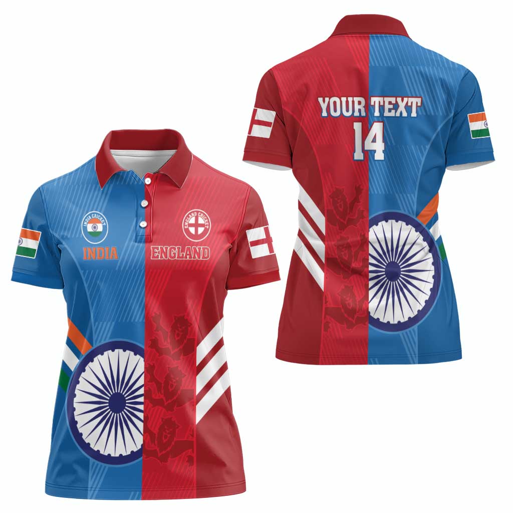 Custom India And England Cricket Women Polo Shirt 2024 Together Dynamic Version