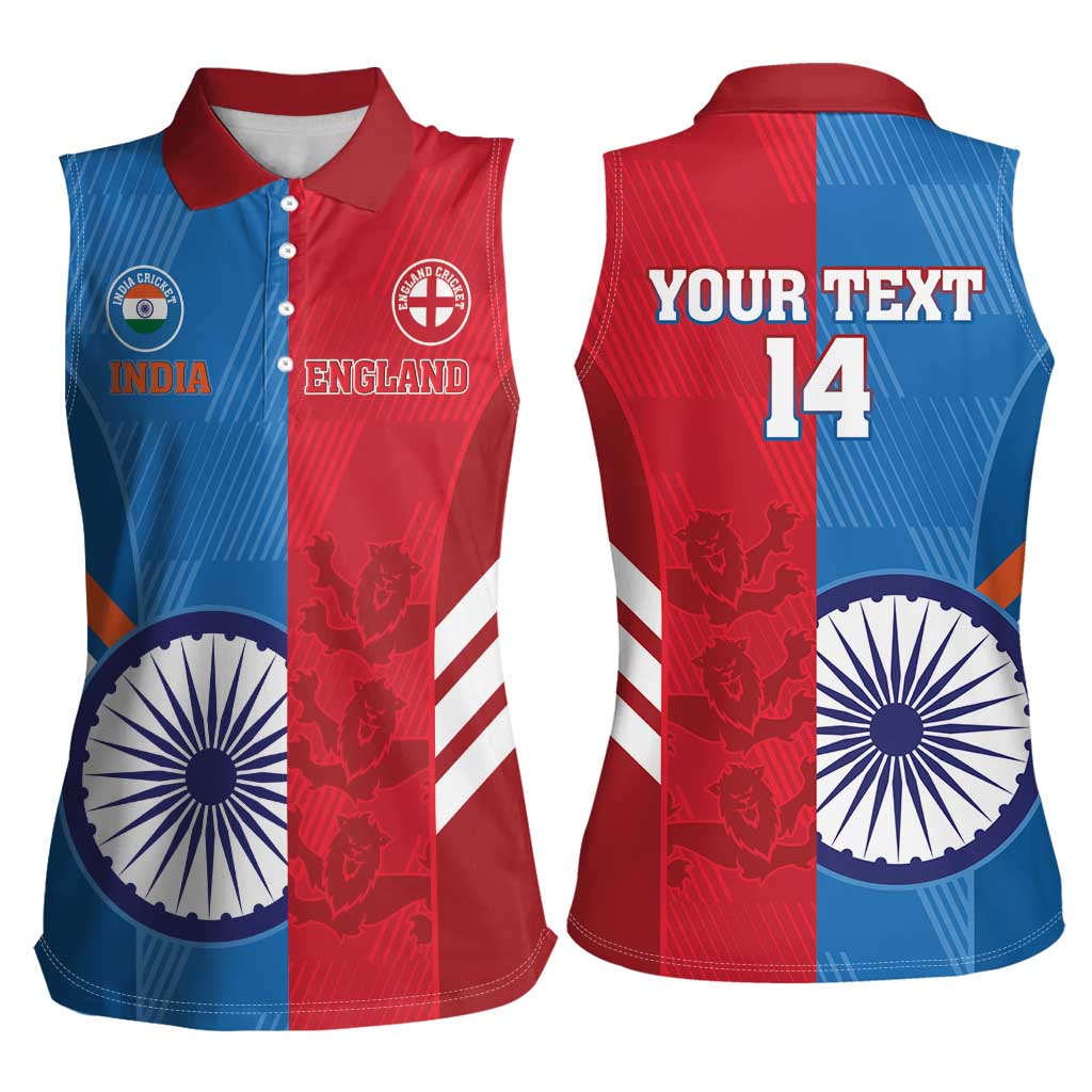Custom India And England Cricket Women Sleeveless Polo Shirt 2024 Together Dynamic Version