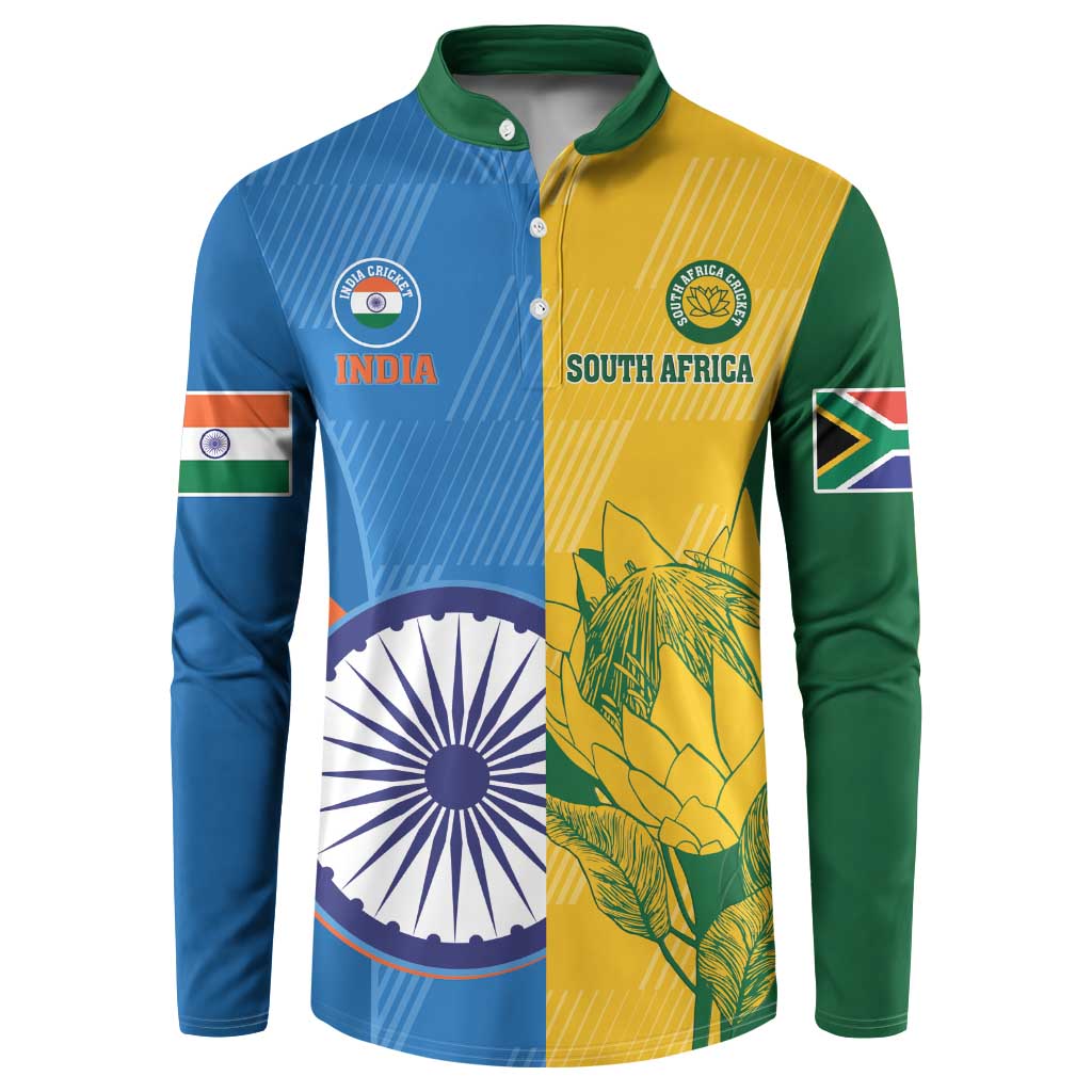Custom India And South Africa Cricket Button Sweatshirt 2024 Together Dynamic Version