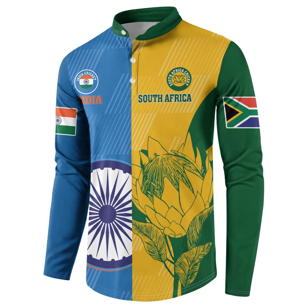 Custom India And South Africa Cricket Button Sweatshirt 2024 Together Dynamic Version