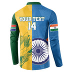 Custom India And South Africa Cricket Button Sweatshirt 2024 Together Dynamic Version