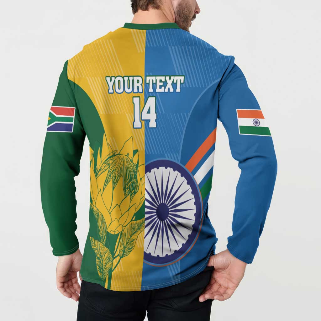 Custom India And South Africa Cricket Button Sweatshirt 2024 Together Dynamic Version