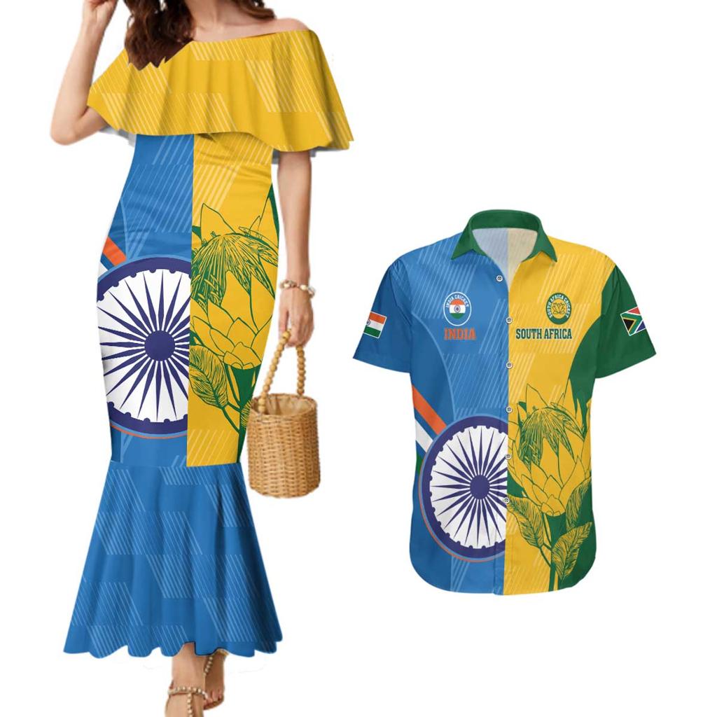 Custom India And South Africa Cricket Couples Matching Mermaid Dress and Hawaiian Shirt 2024 Together Dynamic Version