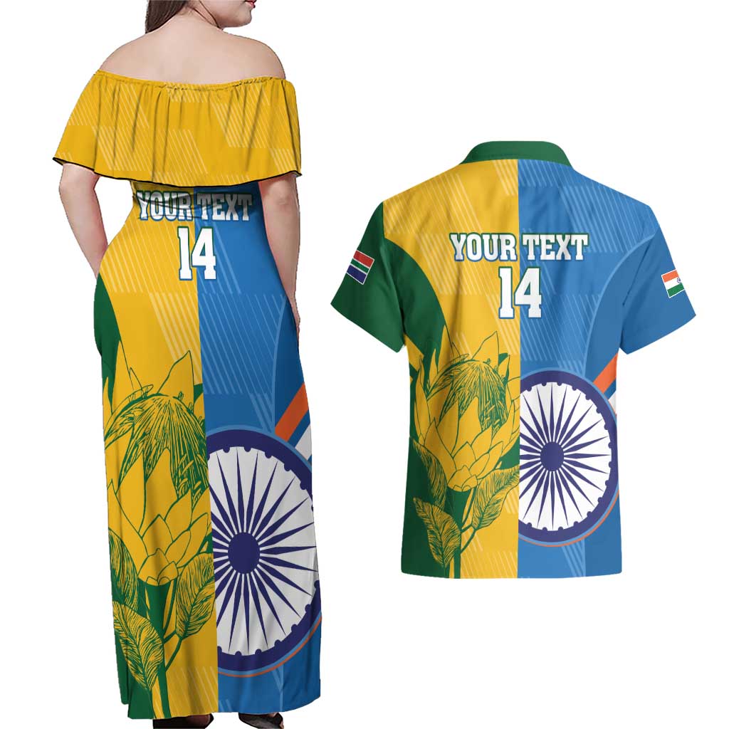 Custom India And South Africa Cricket Couples Matching Off Shoulder Maxi Dress and Hawaiian Shirt 2024 Together Dynamic Version