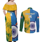 Custom India And South Africa Cricket Couples Matching Off Shoulder Maxi Dress and Long Sleeve Button Shirt 2024 Together Dynamic Version