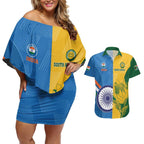 Custom India And South Africa Cricket Couples Matching Off Shoulder Short Dress and Hawaiian Shirt 2024 Together Dynamic Version