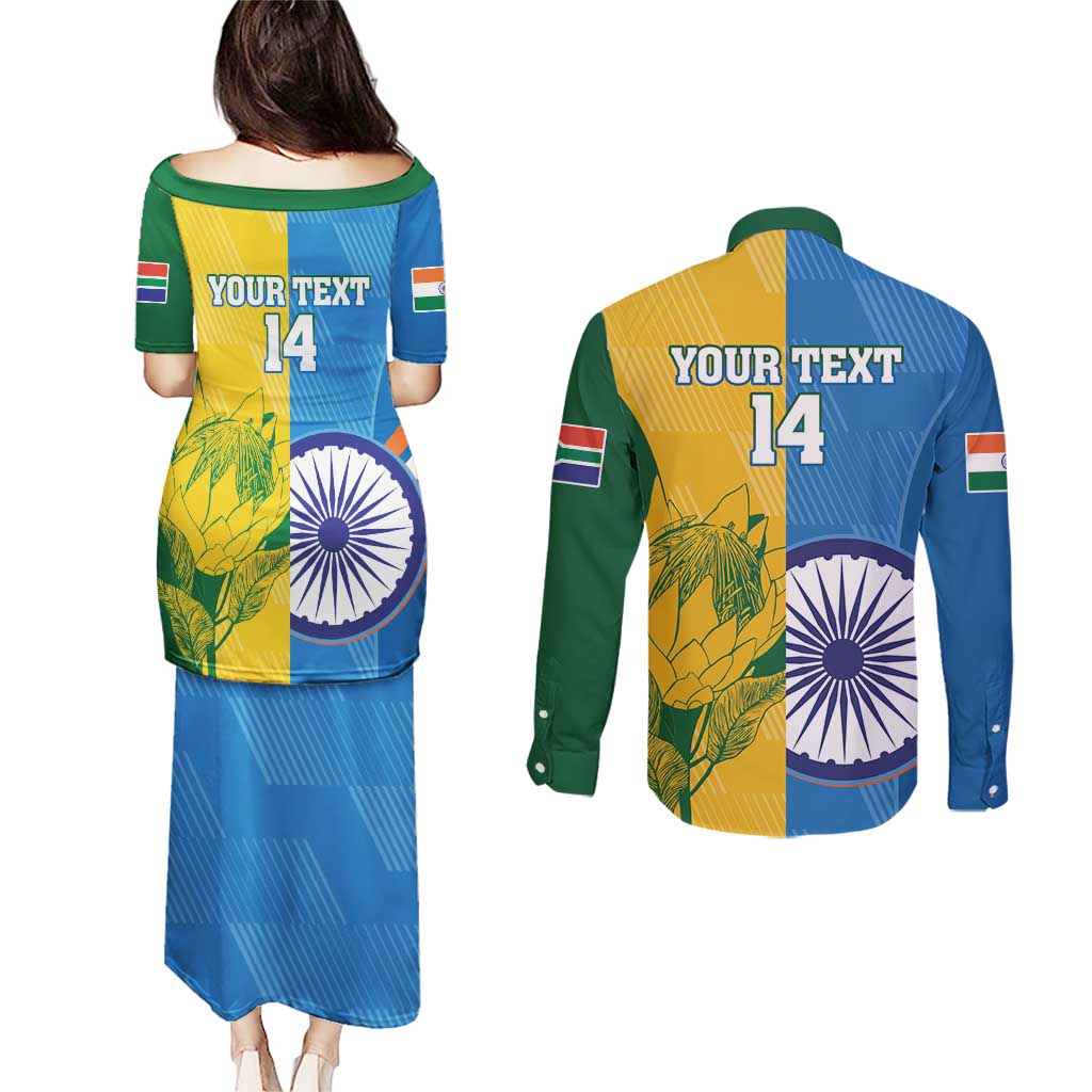 Custom India And South Africa Cricket Couples Matching Puletasi and Long Sleeve Button Shirt 2024 Together Dynamic Version