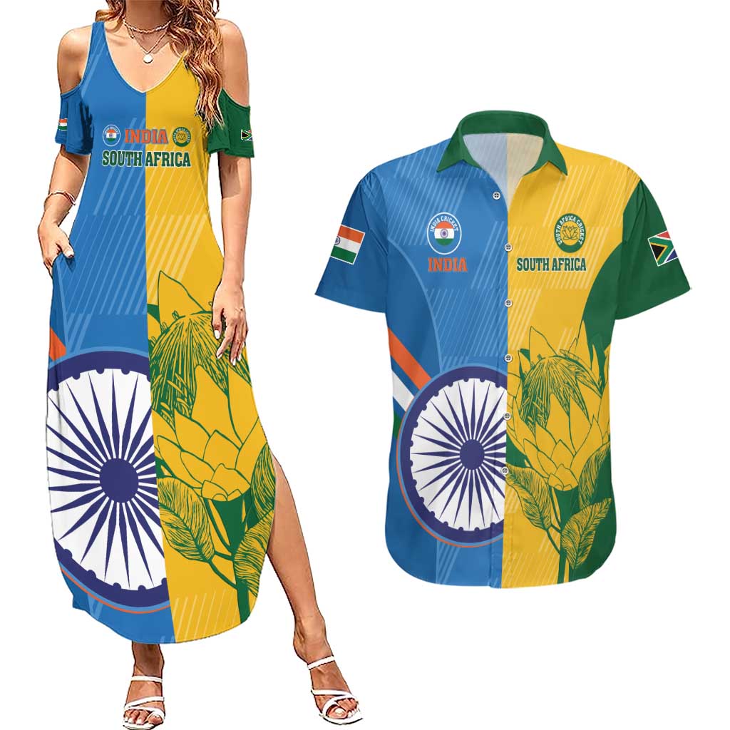 Custom India And South Africa Cricket Couples Matching Summer Maxi Dress and Hawaiian Shirt 2024 Together Dynamic Version