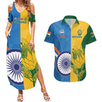 Custom India And South Africa Cricket Couples Matching Summer Maxi Dress and Hawaiian Shirt 2024 Together Dynamic Version