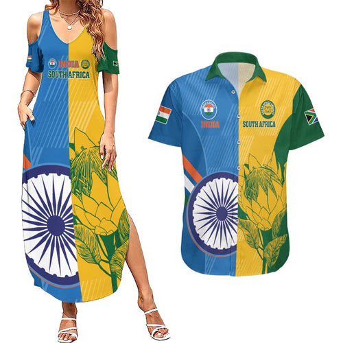 Custom India And South Africa Cricket Couples Matching Summer Maxi Dress and Hawaiian Shirt 2024 Together Dynamic Version