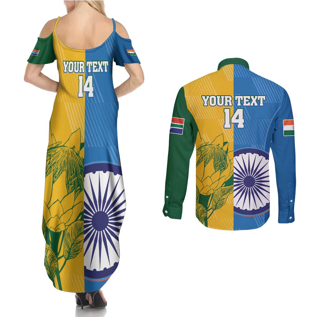 Custom India And South Africa Cricket Couples Matching Summer Maxi Dress and Long Sleeve Button Shirt 2024 Together Dynamic Version