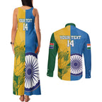 Custom India And South Africa Cricket Couples Matching Tank Maxi Dress and Long Sleeve Button Shirt 2024 Together Dynamic Version
