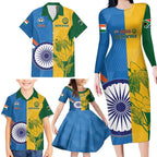 Custom India And South Africa Cricket Family Matching Long Sleeve Bodycon Dress and Hawaiian Shirt 2024 Together Dynamic Version