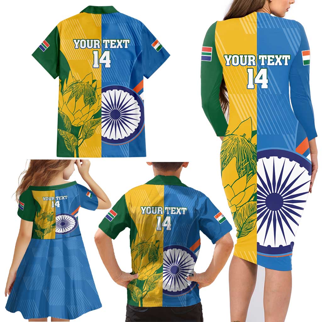 Custom India And South Africa Cricket Family Matching Long Sleeve Bodycon Dress and Hawaiian Shirt 2024 Together Dynamic Version