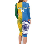 Custom India And South Africa Cricket Family Matching Long Sleeve Bodycon Dress and Hawaiian Shirt 2024 Together Dynamic Version