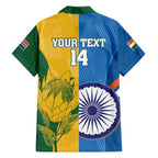 Custom India And South Africa Cricket Family Matching Off The Shoulder Long Sleeve Dress and Hawaiian Shirt 2024 Together Dynamic Version
