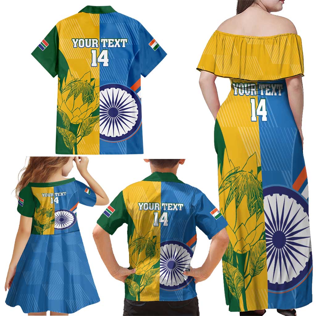 Custom India And South Africa Cricket Family Matching Off Shoulder Maxi Dress and Hawaiian Shirt 2024 Together Dynamic Version