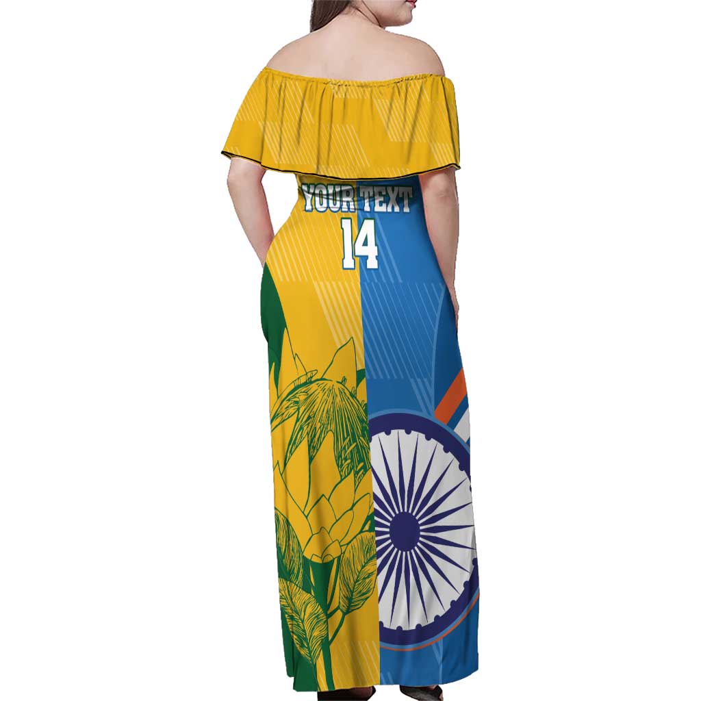 Custom India And South Africa Cricket Family Matching Off Shoulder Maxi Dress and Hawaiian Shirt 2024 Together Dynamic Version