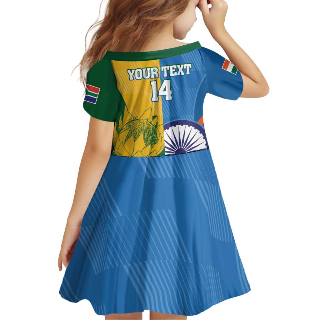 Custom India And South Africa Cricket Family Matching Off Shoulder Short Dress and Hawaiian Shirt 2024 Together Dynamic Version