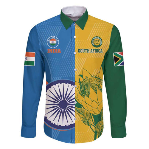 Custom India And South Africa Cricket Family Matching Off Shoulder Short Dress and Hawaiian Shirt 2024 Together Dynamic Version