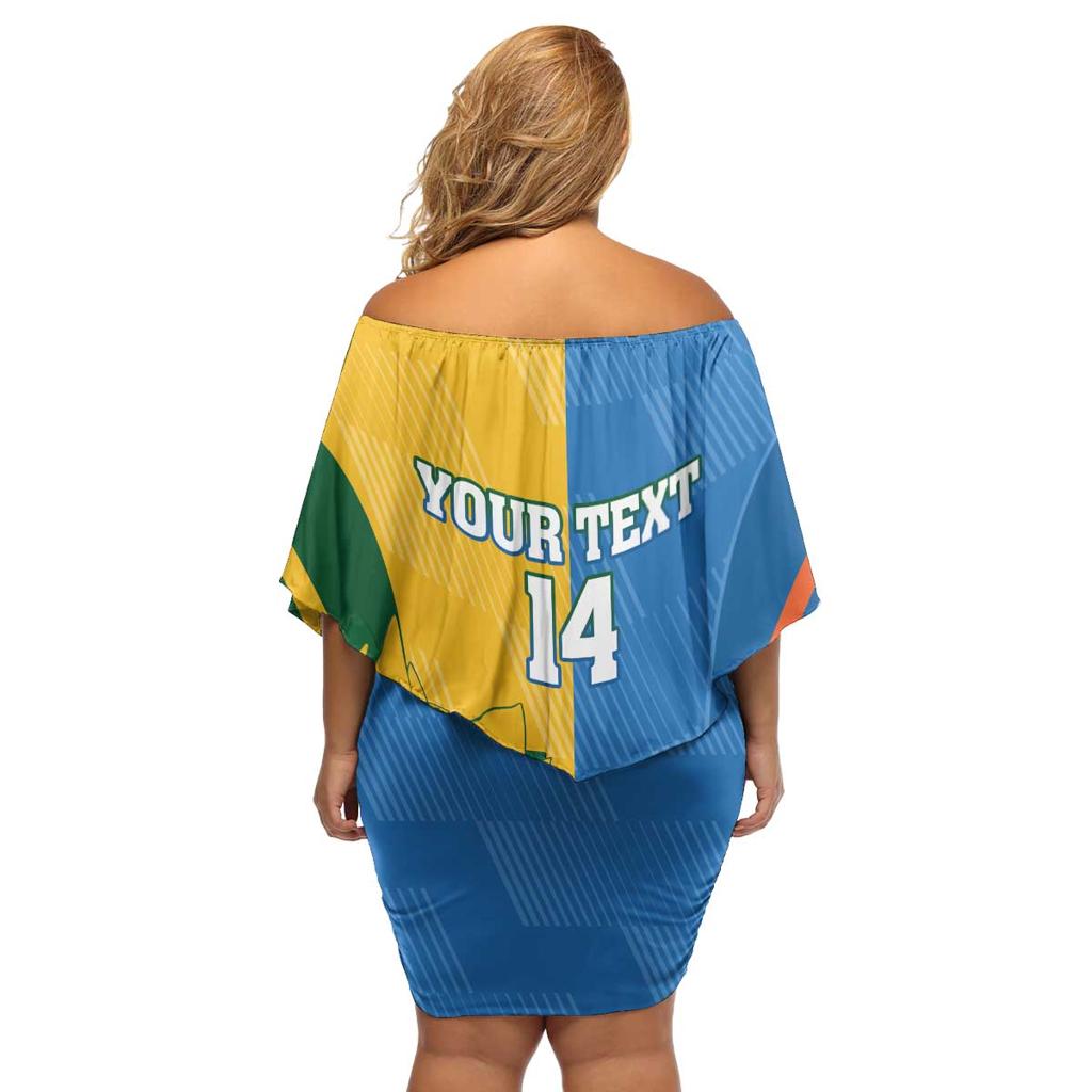 Custom India And South Africa Cricket Family Matching Off Shoulder Short Dress and Hawaiian Shirt 2024 Together Dynamic Version