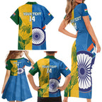 Custom India And South Africa Cricket Family Matching Short Sleeve Bodycon Dress and Hawaiian Shirt 2024 Together Dynamic Version