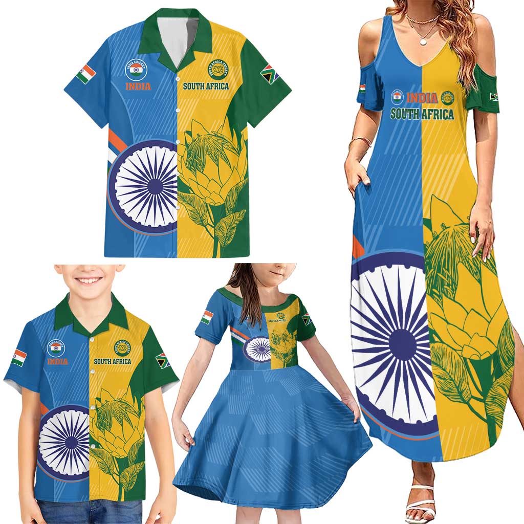 Custom India And South Africa Cricket Family Matching Summer Maxi Dress and Hawaiian Shirt 2024 Together Dynamic Version