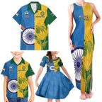 Custom India And South Africa Cricket Family Matching Tank Maxi Dress and Hawaiian Shirt 2024 Together Dynamic Version