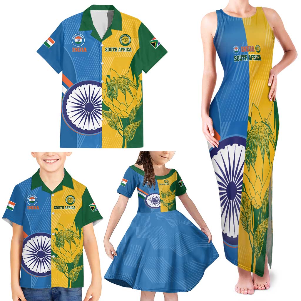 Custom India And South Africa Cricket Family Matching Tank Maxi Dress and Hawaiian Shirt 2024 Together Dynamic Version