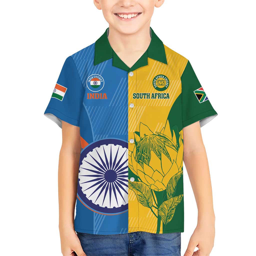 Custom India And South Africa Cricket Kid Hawaiian Shirt 2024 Together Dynamic Version