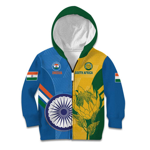 Custom India And South Africa Cricket Kid Hoodie 2024 Together Dynamic Version