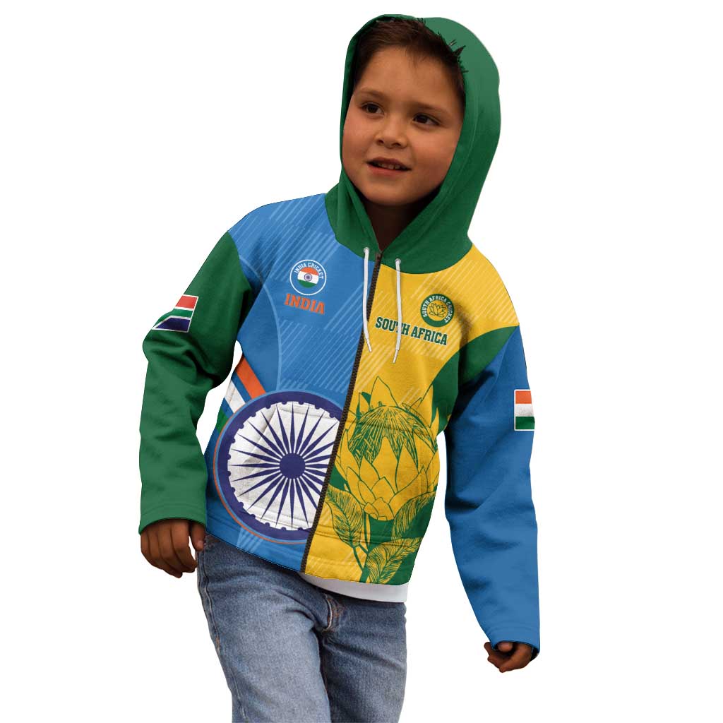 Custom India And South Africa Cricket Kid Hoodie 2024 Together Dynamic Version