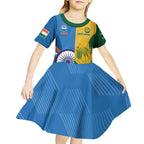 Custom India And South Africa Cricket Kid Short Sleeve Dress 2024 Together Dynamic Version
