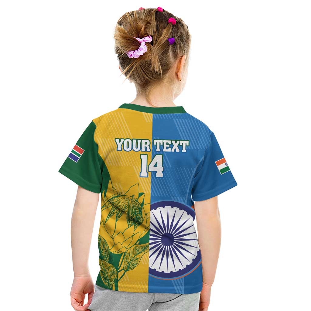Custom India And South Africa Cricket Kid T Shirt 2024 Together Dynamic Version
