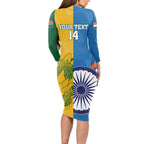 Custom India And South Africa Cricket Long Sleeve Bodycon Dress 2024 Together Dynamic Version