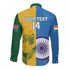 Custom India And South Africa Cricket Long Sleeve Button Shirt 2024 Together Dynamic Version