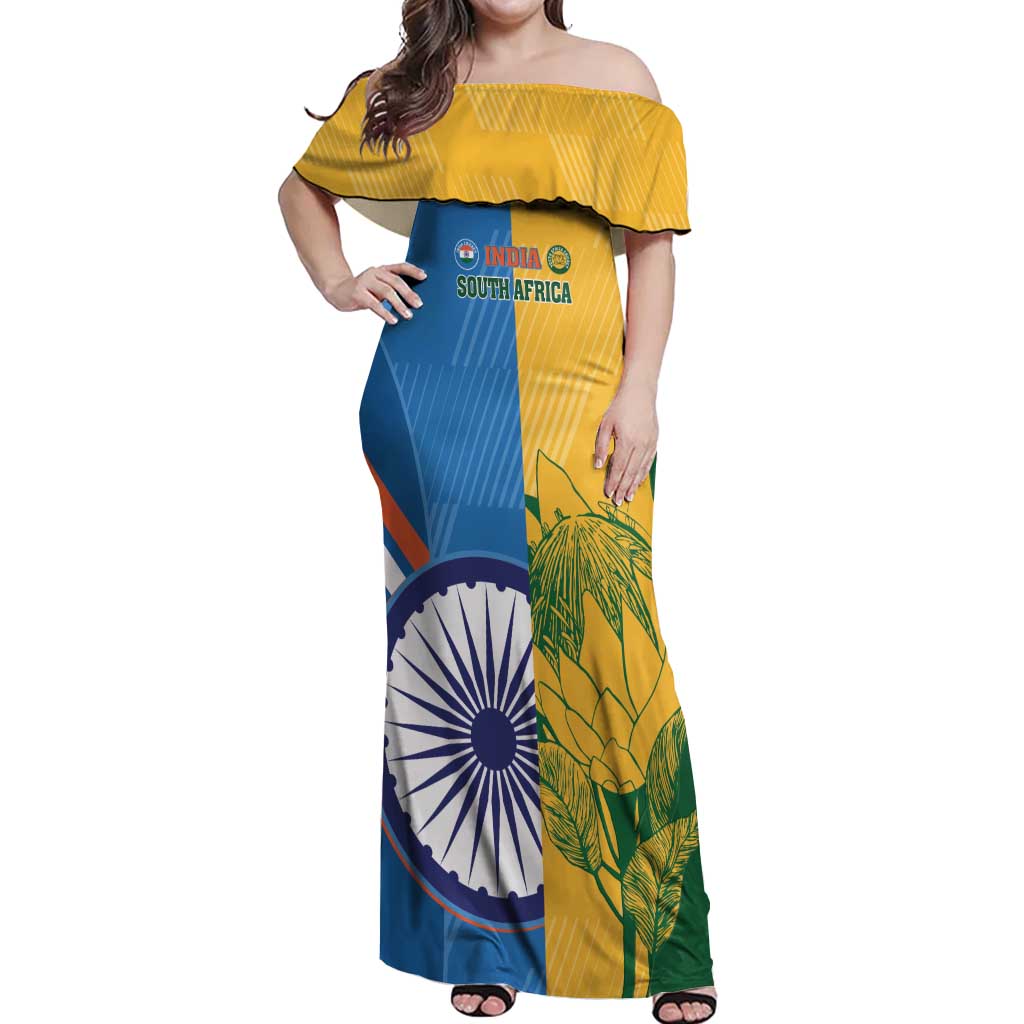 Custom India And South Africa Cricket Off Shoulder Maxi Dress 2024 Together Dynamic Version