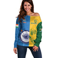 Custom India And South Africa Cricket Off Shoulder Sweater 2024 Together Dynamic Version