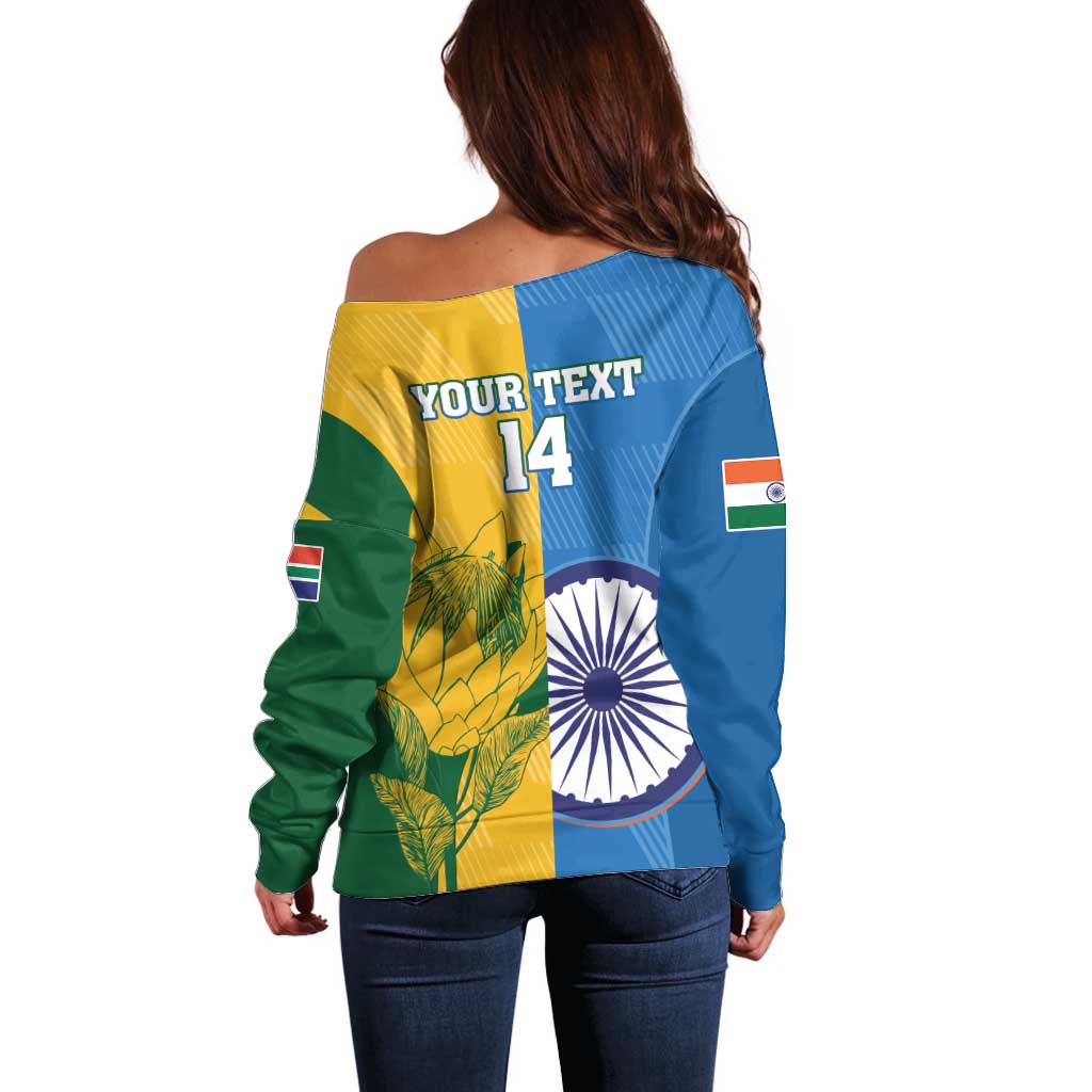 Custom India And South Africa Cricket Off Shoulder Sweater 2024 Together Dynamic Version