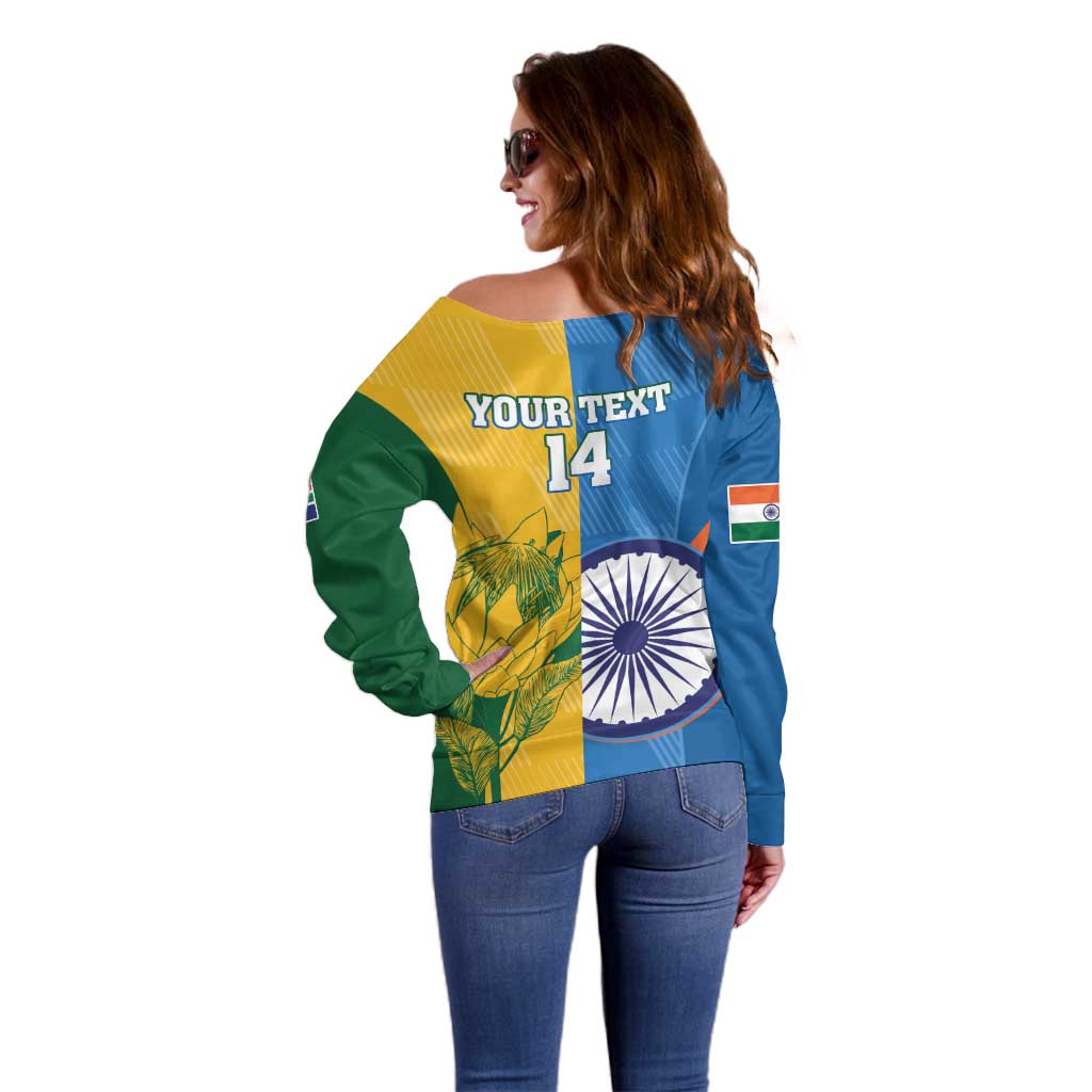 Custom India And South Africa Cricket Off Shoulder Sweater 2024 Together Dynamic Version