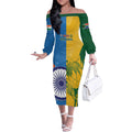 Custom India And South Africa Cricket Off The Shoulder Long Sleeve Dress 2024 Together Dynamic Version