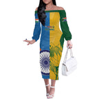 Custom India And South Africa Cricket Off The Shoulder Long Sleeve Dress 2024 Together Dynamic Version