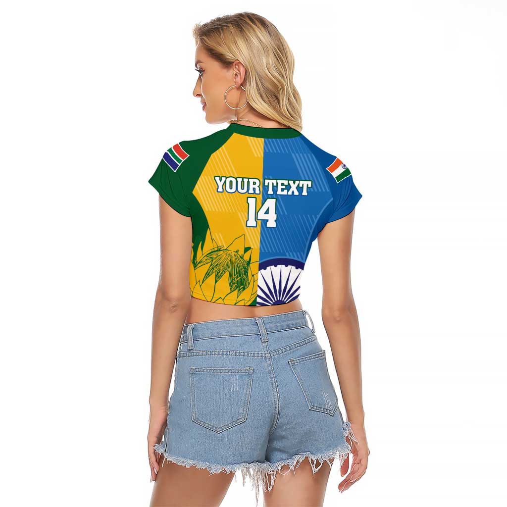 Custom India And South Africa Cricket Raglan Cropped T Shirt 2024 Together Dynamic Version