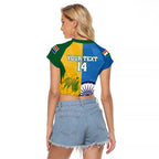 Custom India And South Africa Cricket Raglan Cropped T Shirt 2024 Together Dynamic Version