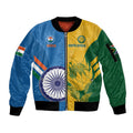 Custom India And South Africa Cricket Sleeve Zip Bomber Jacket 2024 Together Dynamic Version