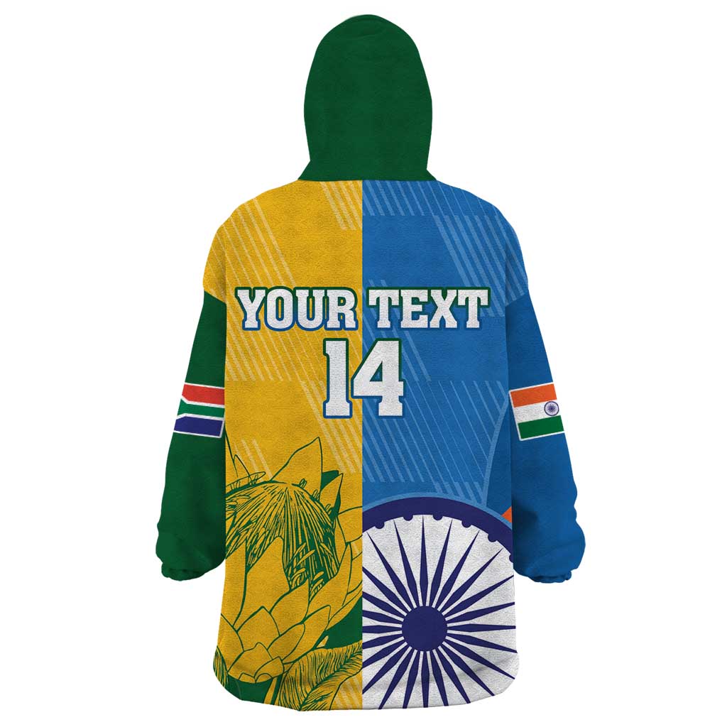 Custom India And South Africa Cricket Wearable Blanket Hoodie 2024 Together Dynamic Version
